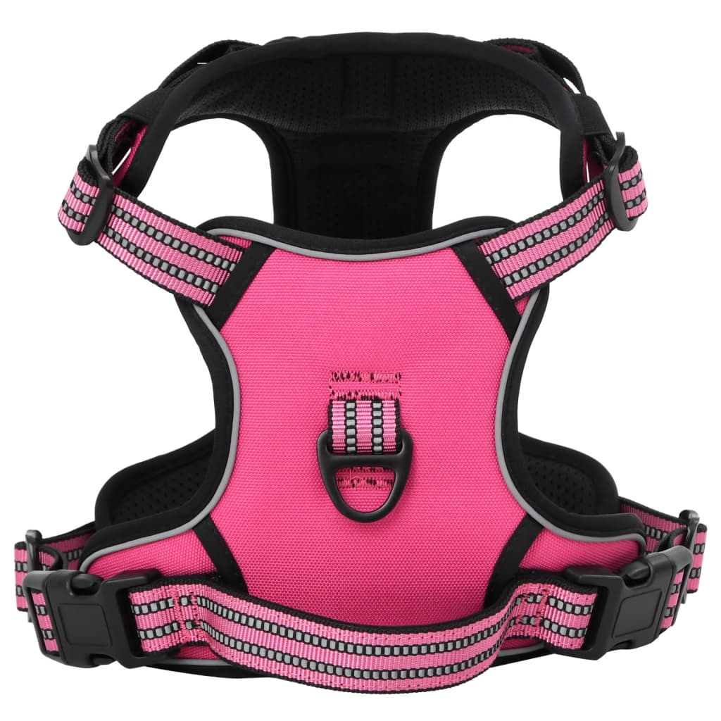 vidaXL Dog Harness with Lead & Collar Adjustable Pink S