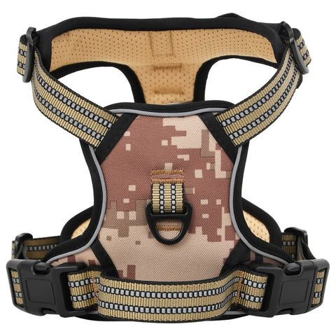 vidaXL Dog Harness with Lead & Collar Adjustable Camouflage Brown M