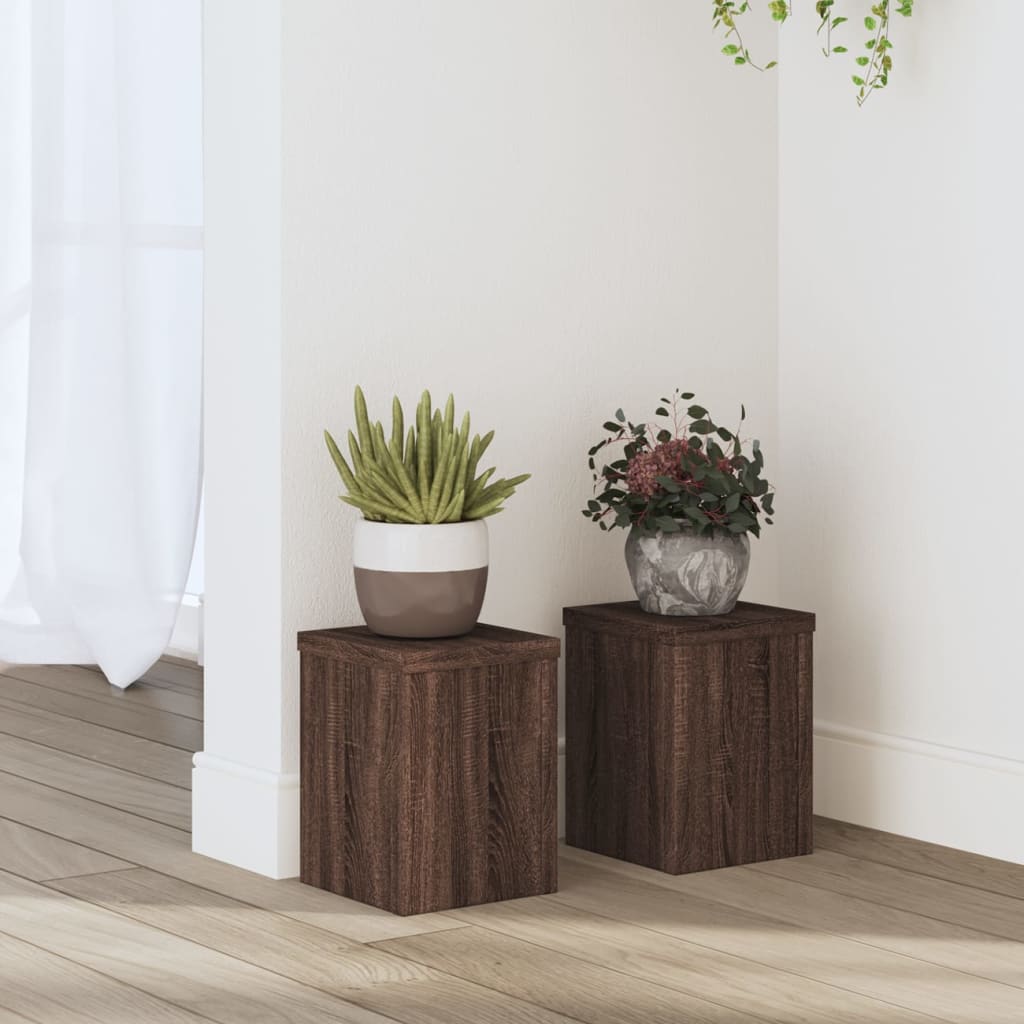 vidaXL Plant Stands 2 pcs Brown Oak 15x15x20 cm Engineered Wood