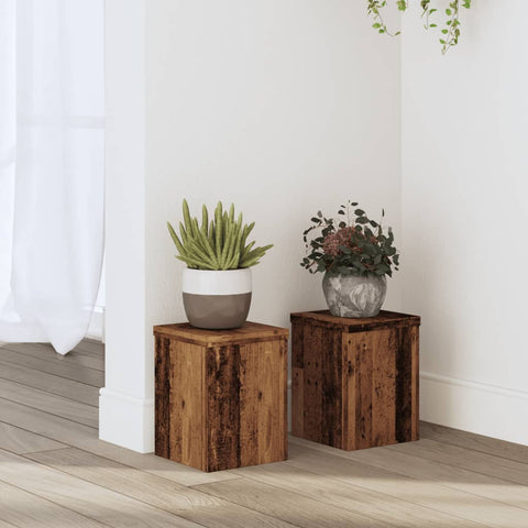 vidaXL Plant Stands 2 pcs Old Wood 15x15x20 cm Engineered Wood