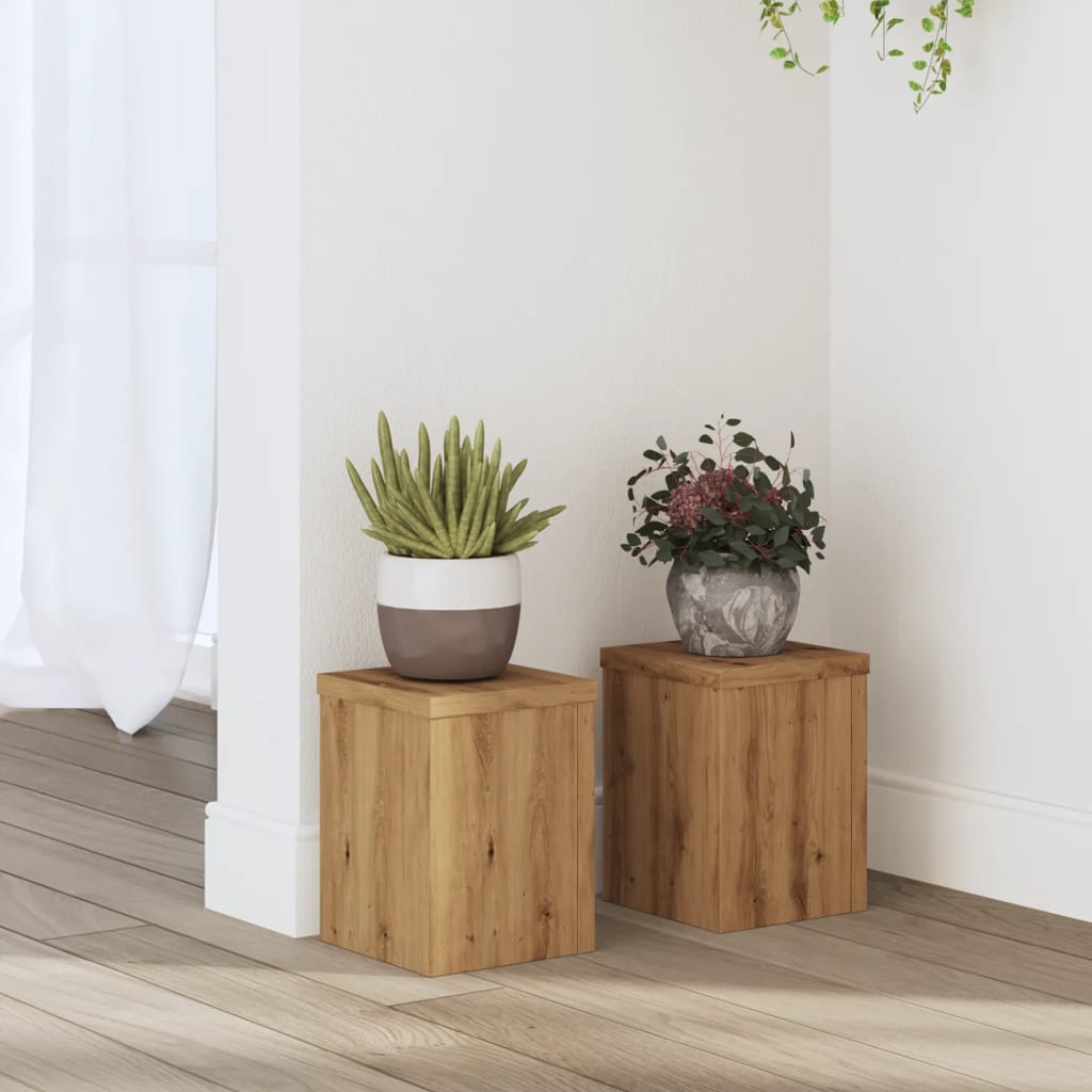 vidaXL Plant Stands 2 pcs Artisan Oak 15x15x20 cm Engineered Wood