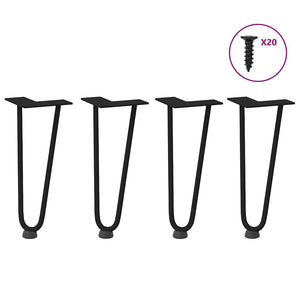 vidaXL Hairpin Table Legs 4 pcs Black 30 cm Solid Steel