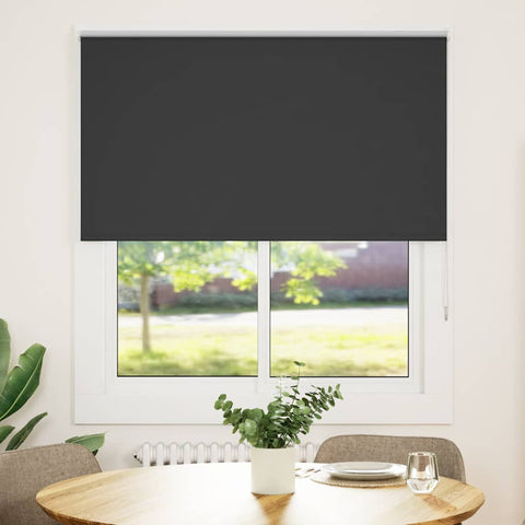 vidaXL Roller Blind Blackout Black 120x150 cm Fabric Width 116.6 cm Polyester