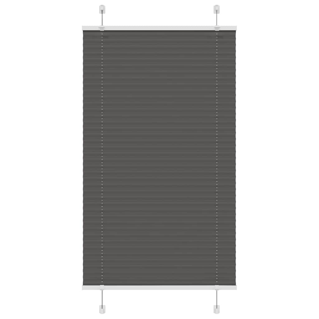 vidaXL Pleated Blind Black 75x150 cm Fabric Width 74.4 cm Polyester