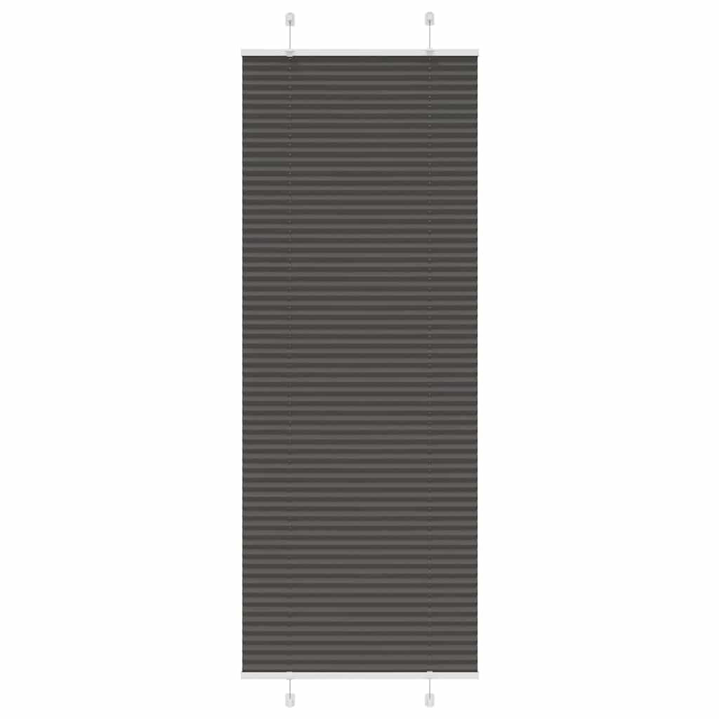 vidaXL Pleated Blind Black 70x200 cm Fabric Width 69.4 cm Polyester