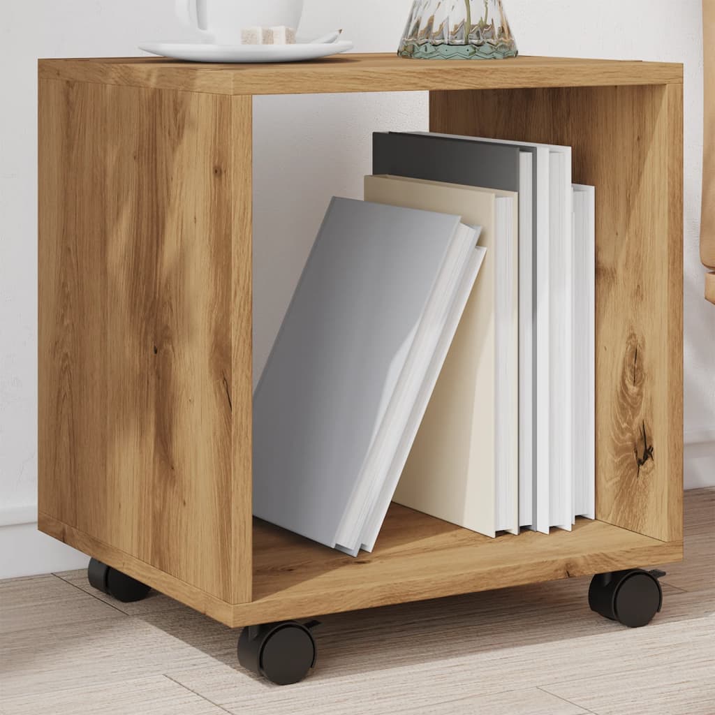 vidaXL Rolling Cabinet Artisian Oak 37x33x42.5 cm Engineered Wood