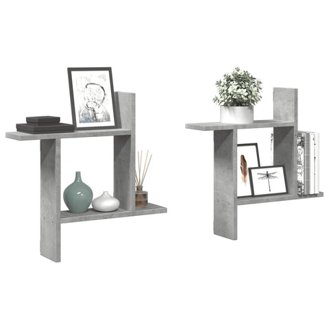 vidaXL Wall Shelves 2 pcs Concrete Grey 50x12x50 cm Engineered Wood