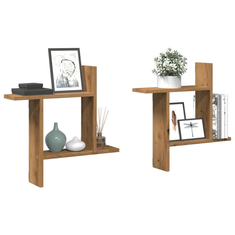 vidaXL Wall Shelves 2 pcs Artisian Oak 50x12x50 cm Engineered Wood