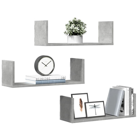 vidaXL Wall Shelves 3 pcs Concrete Grey 58x18x18 cm Engineered Wood