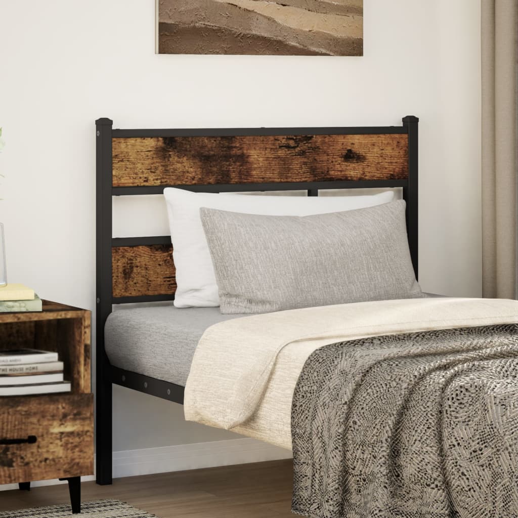 vidaXL Headboard Smoked Oak 75 cm Iron and Engineered Wood