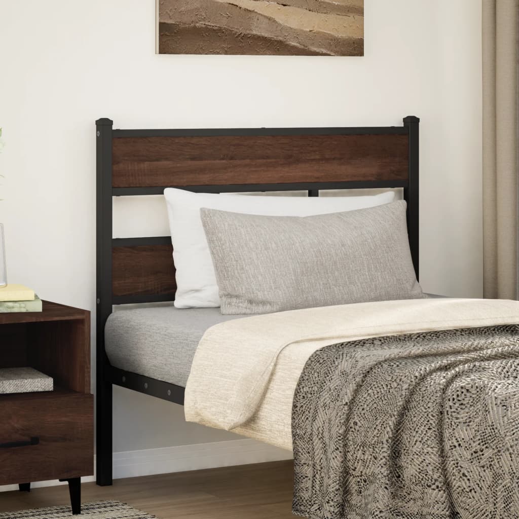 vidaXL Headboard Brown Oak 90 cm Steel and Engineered Wood