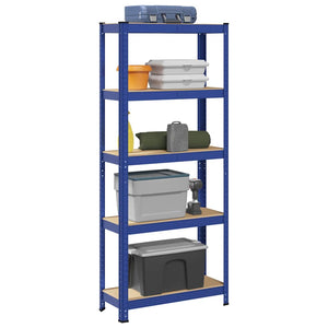 vidaXL 5-Layer Storage Shelf Blue Steel&Engineered Wood