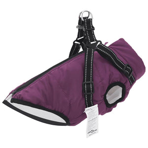 vidaXL Dog Coat with Harness Waterproof Reflective Purple M