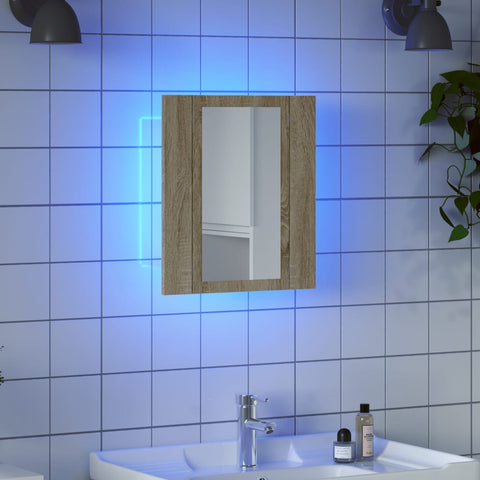 vidaXL Bathroom Mirror Cabinet with LED Light Sonoma Oak 40x12x45 cm