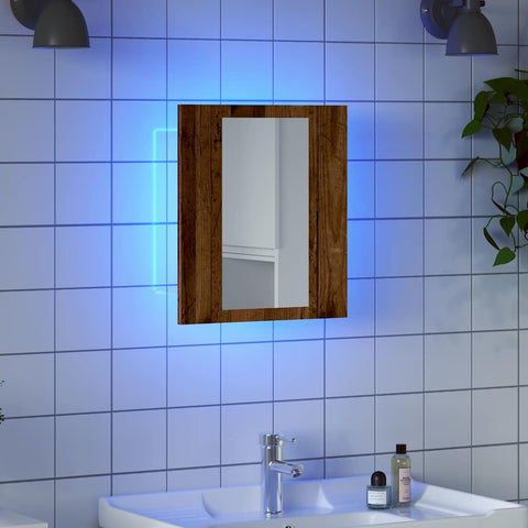 vidaXL LED Bathroom Mirror Cabinet Old Wood 40x12x45 cm Engineered Wood