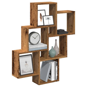 vidaXL Wall Cube Shelf Old Wood 78x15x93 cm Engineered Wood