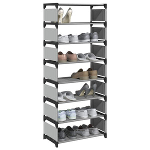 vidaXL Shoe Rack 8-Tier Grey 54x28x124 cm Non-woven Fabric