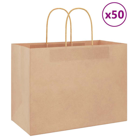 vidaXL Paper Bags 50 pcs with Handles Brown 32x17x25 cm