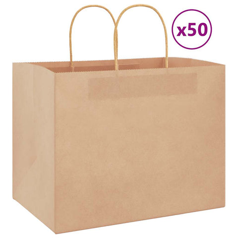 vidaXL Paper Bags 50 pcs with Handles Brown 32x22x24 cm