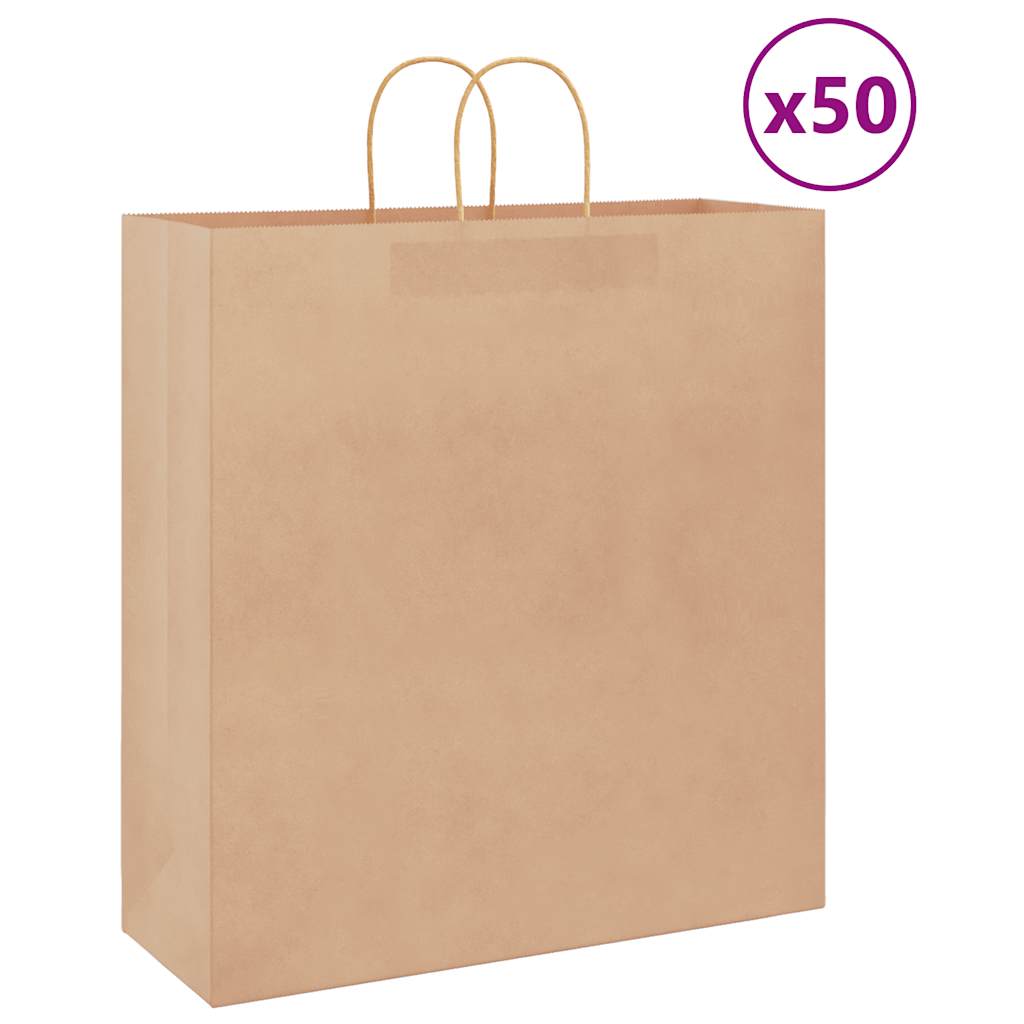 vidaXL Paper Bags 50 pcs with Handles Brown 45x17x48 cm