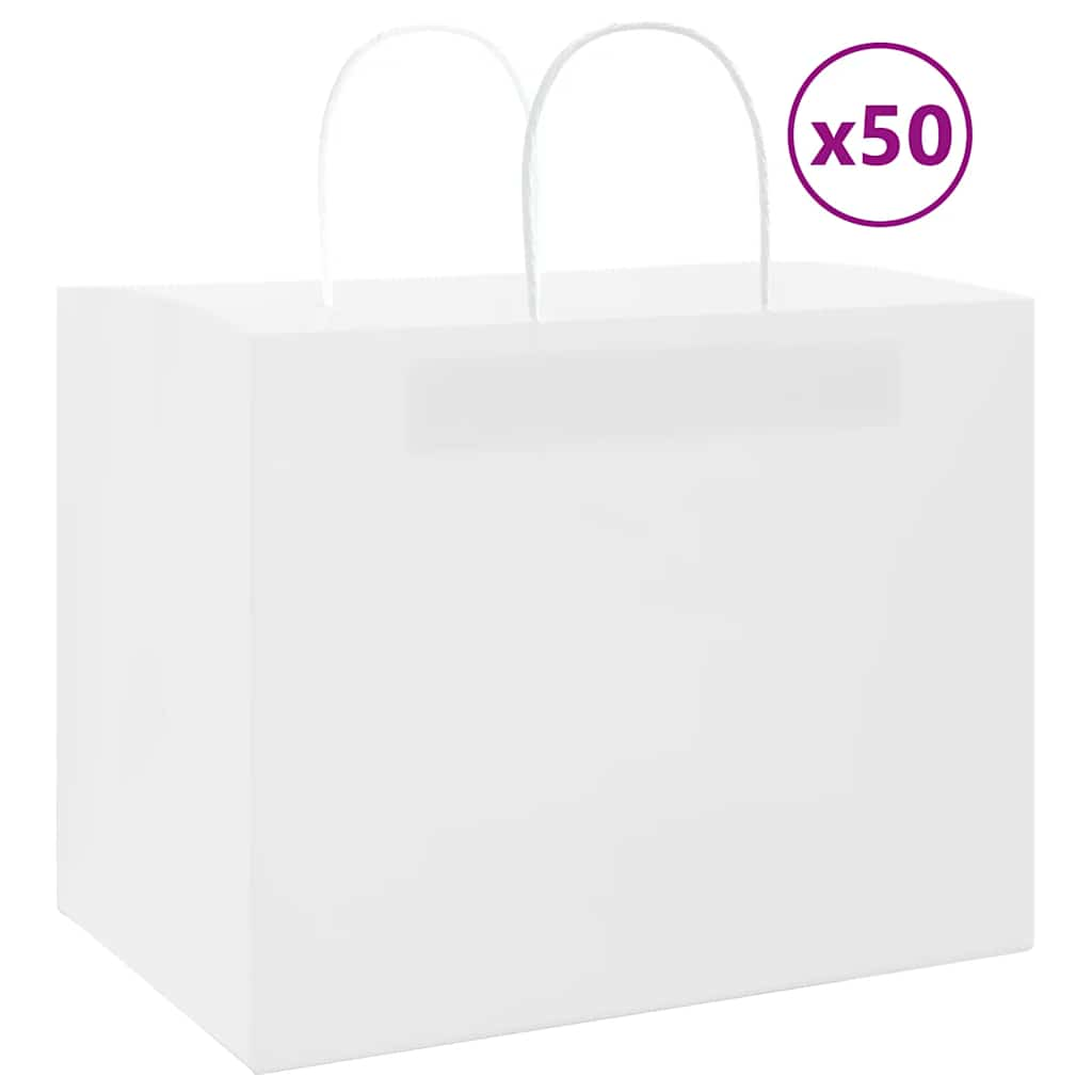 vidaXL Paper Bags 50 pcs with Handles White 32x22x24 cm