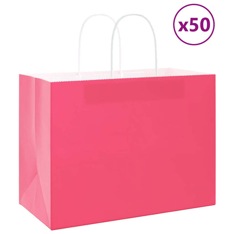 vidaXL Paper Bags 50 pcs with Handles Pink 32x17x25 cm