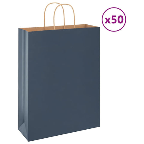 vidaXL Paper Bags 50 pcs with Handles Blue 32x12x42 cm