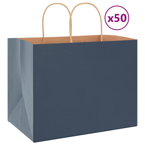 vidaXL Paper Bags 50 pcs with Handles Blue 32x22x24 cm