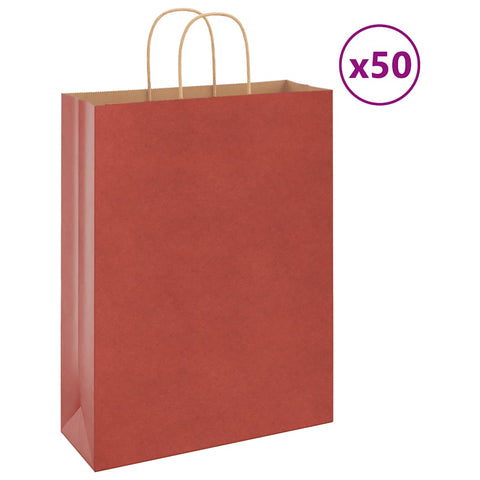 vidaXL Paper Bags 50 pcs with Handles Red 32x12x42 cm