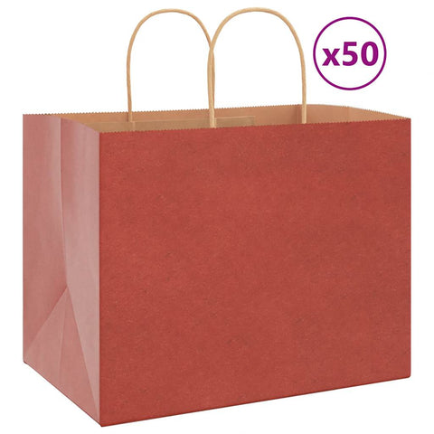 vidaXL Paper Bags 50 pcs with Handles Red 32x22x24 cm