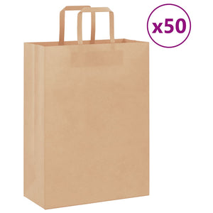 vidaXL Paper Bags 50 pcs with Handles Brown 26x12x35 cm