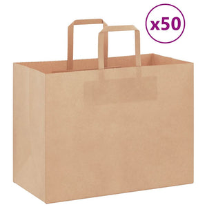 vidaXL Paper Bags 50 pcs with Handles Brown 32x17x25 cm