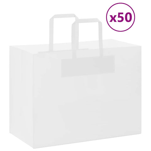 vidaXL Paper Bags 50 pcs with Handles White 32x17x25 cm