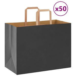 vidaXL Paper Bags 50 pcs with Handles Black 32x17x25 cm