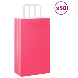 vidaXL Paper Bags 50 pcs with Handles Pink 21x11x36 cm