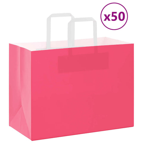 vidaXL Paper Bags 50 pcs with Handles Pink 32x17x25 cm