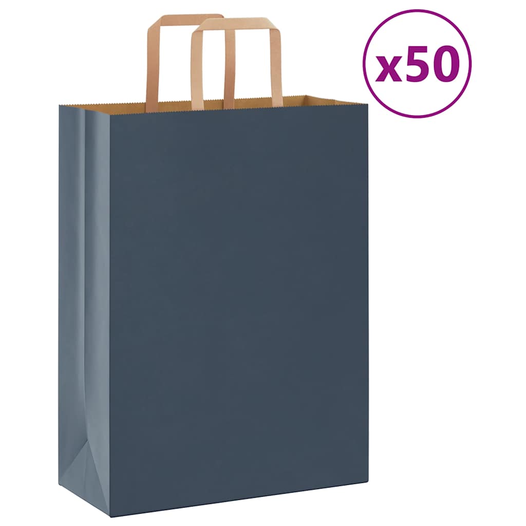 vidaXL Paper Bags 50 pcs with Handles Blue 26x12x35 cm