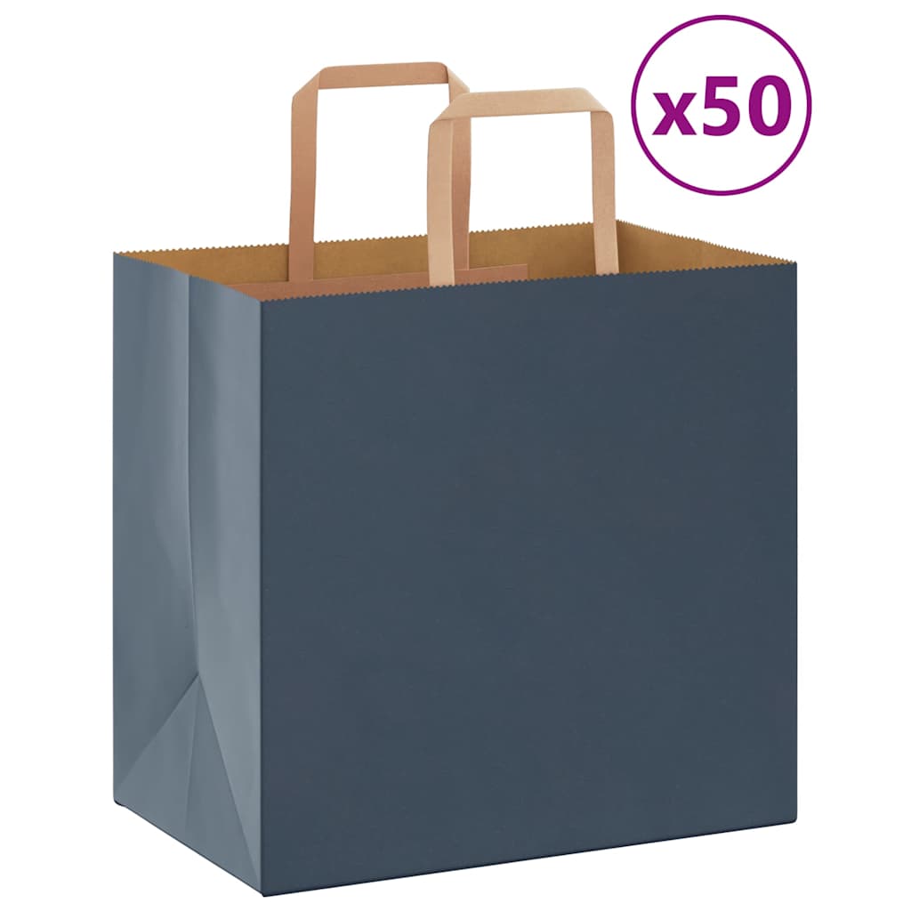 vidaXL Paper Bags 50 pcs with Handles Blue 26x17x25 cm