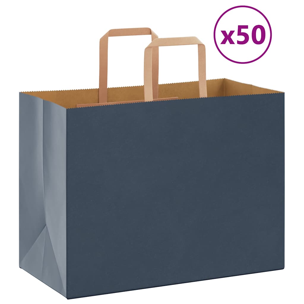 vidaXL Paper Bags 50 pcs with Handles Blue 32x17x25 cm