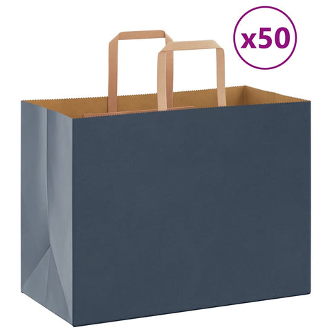 vidaXL Paper Bags 50 pcs with Handles Blue 32x17x25 cm