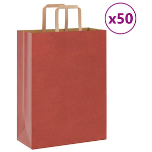 vidaXL Paper Bags 50 pcs with Handles Red 26x12x35 cm