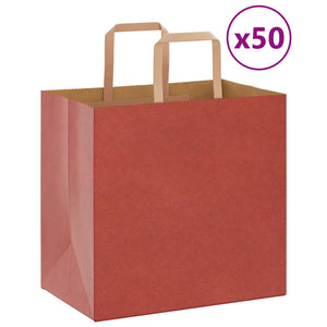 vidaXL Paper Bags 50 pcs with Handles Red 26x17x25 cm