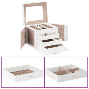 vidaXL Jewellery Box 4-Layer with Mirror Lockable White 22.5x17.5x16.5 cm