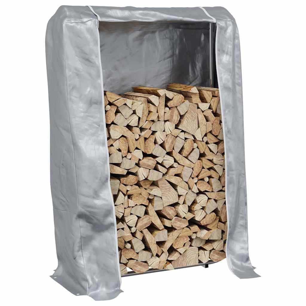 vidaXL Firewood Rack with Rain Cover 100x25x150 cm Galvanised steel