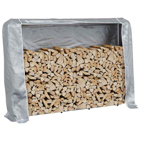 vidaXL Firewood Rack with Rain Cover 200x25x150 cm Galvanised steel