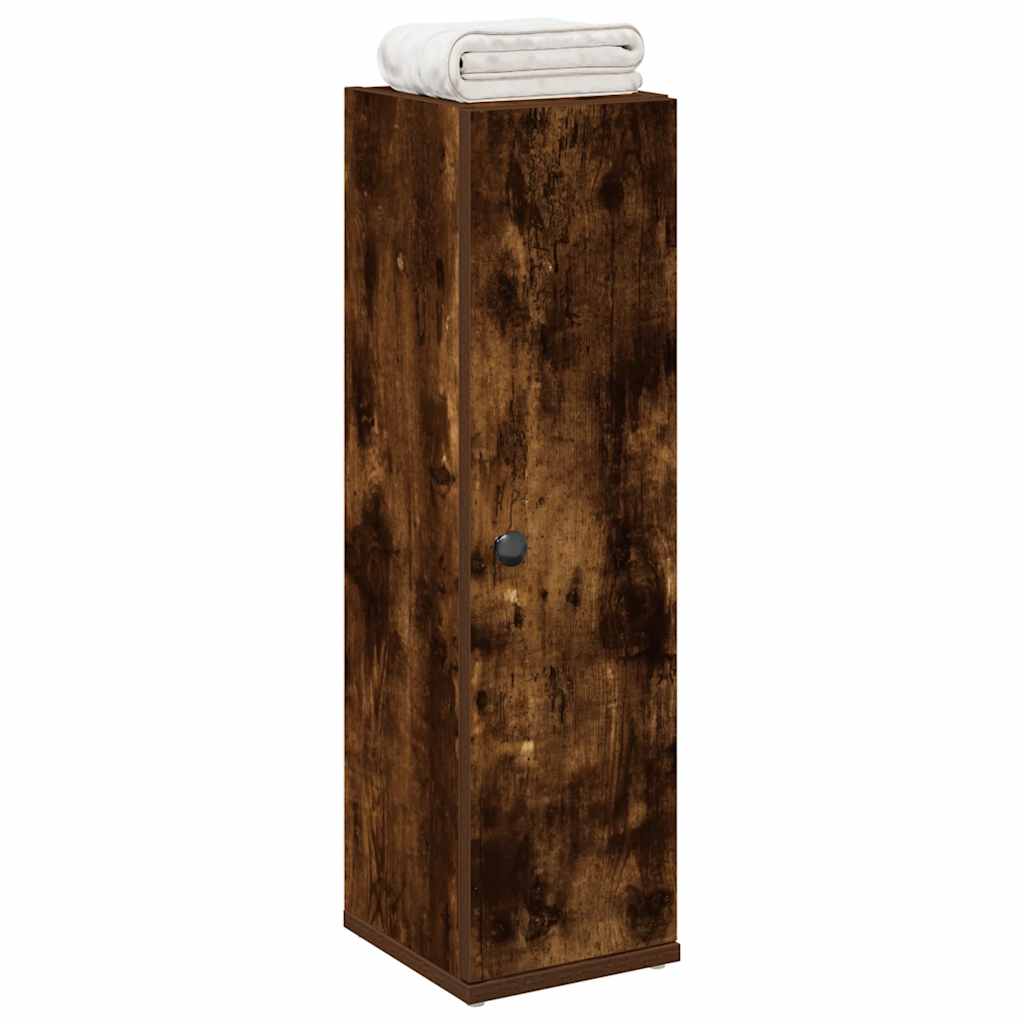 vidaXL Bathroom Cabinet with Roll Holder Smoked Oak 20.5x22x72 cm