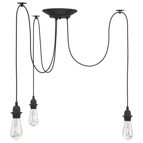 vidaXL Pendant¶ÿLamp with 3 Lamp Holders E27 Black Metal