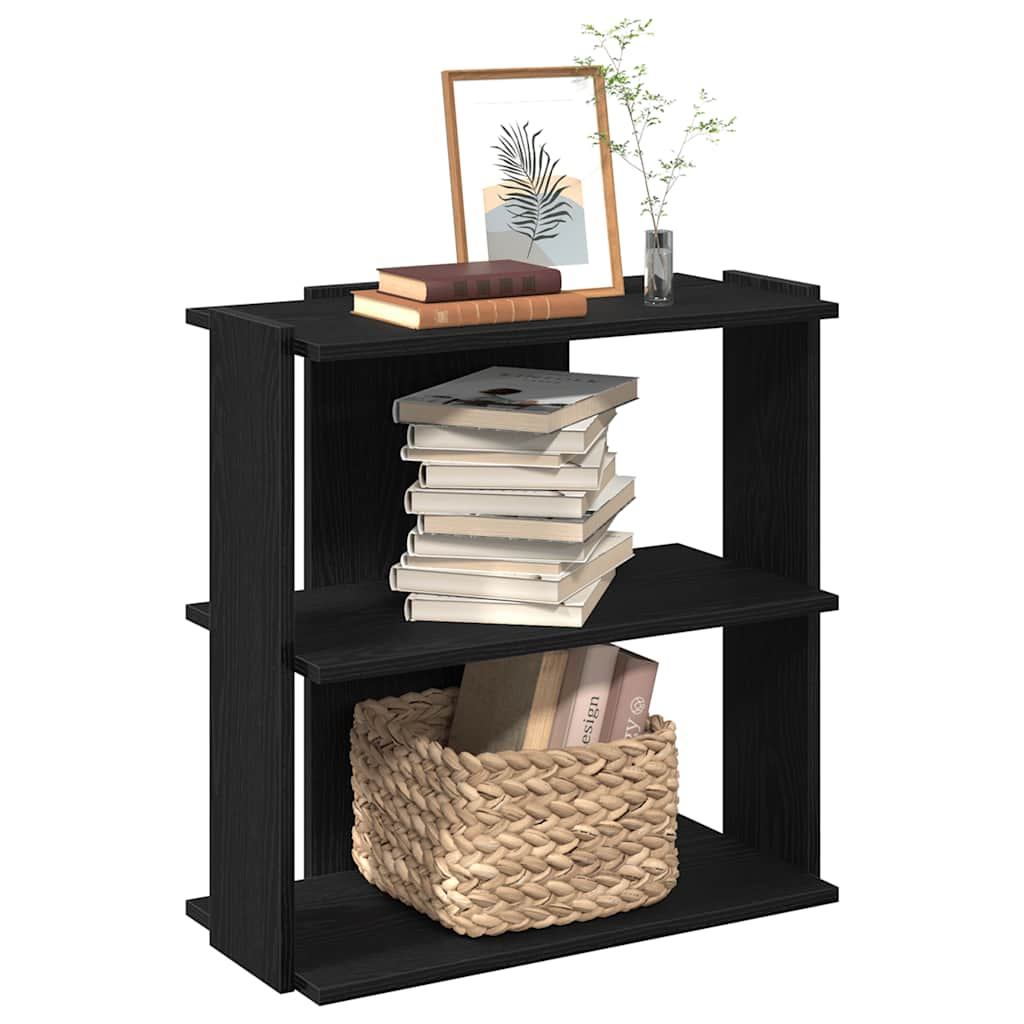 vidaXL Bookcase 3-Tier Black 60x30x80 cm Engineered Wood