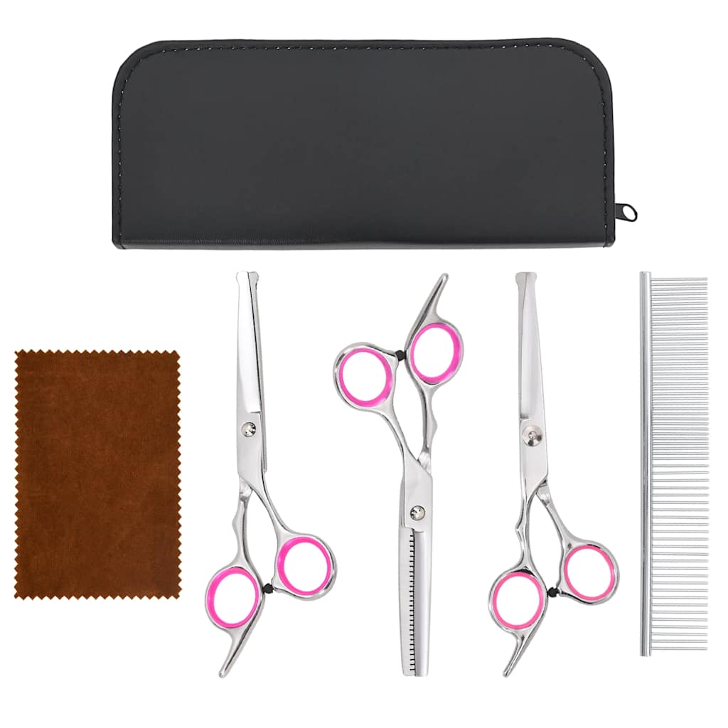 vidaXL 4 Piece Dog Grooming Scissors Set Stainless Steel