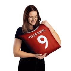 Woman Holding Arsenal Retro Football Cushion Gift